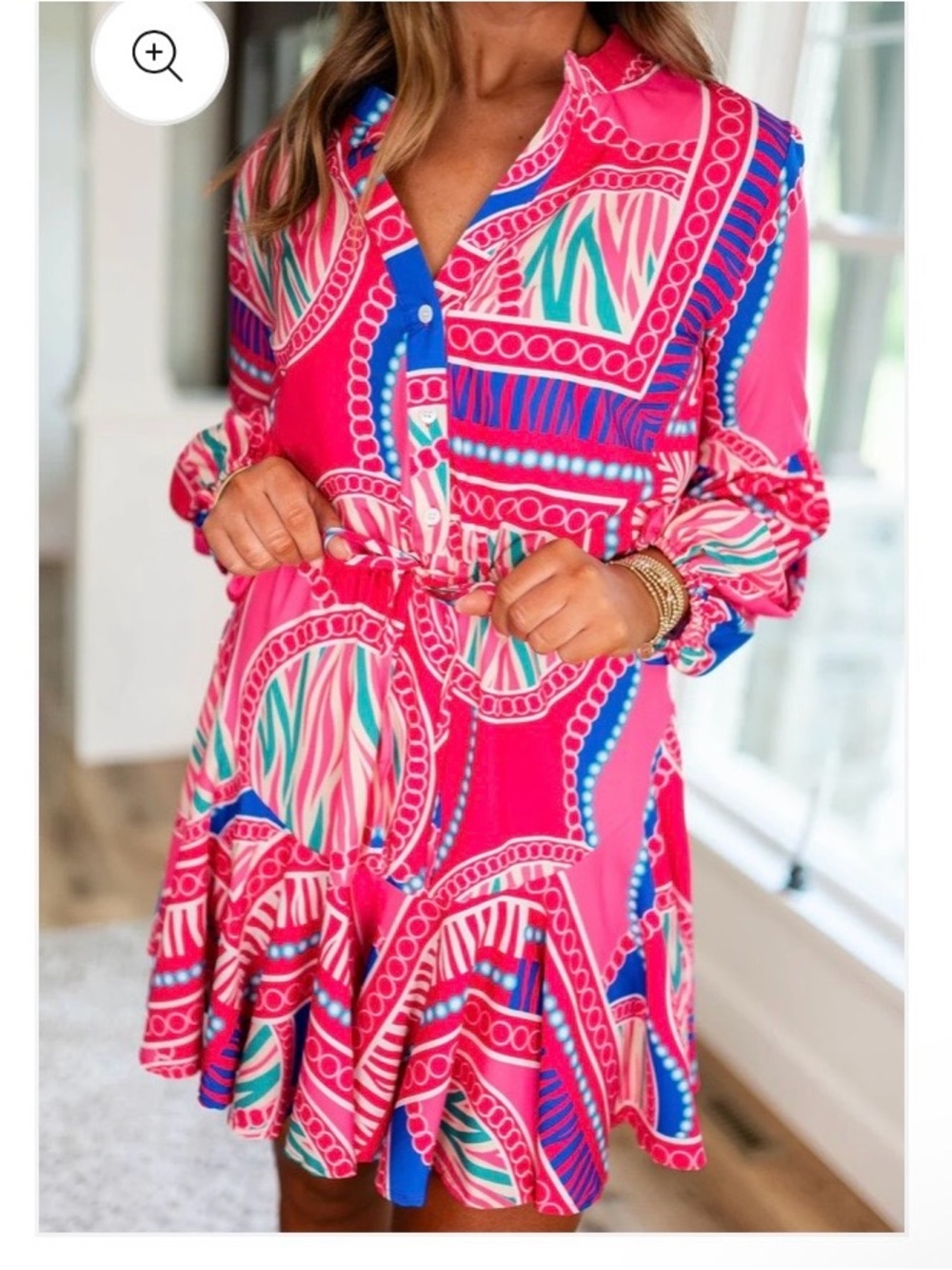 Lavender J Pink Multicolor Babydoll Midi Tiered Dress Abstract Sz M Boho